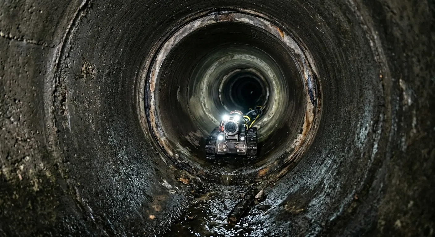 Robotic sewer camera inspecting pipe interior for Drain Snake Service in Mansfield